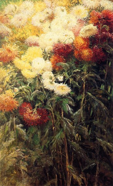 Chrysanthemums, Garden at Petit Gennevilliers by Gustave Caillebotte - Hand-Painted Oil Painting Reproduction