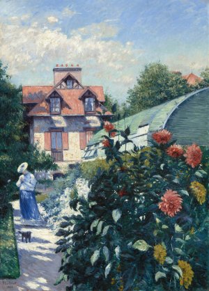 Dahlias,Garden at Petit Gennevilliers by Gustave Caillebotte Oil Painting
