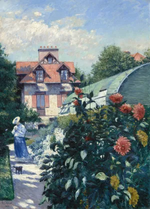 Dahlias,Garden at Petit Gennevilliers by Gustave Caillebotte Oil Painting