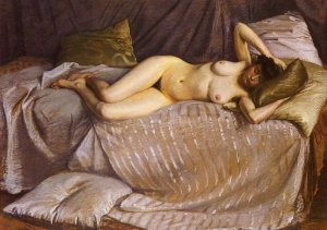 Femme Nue Etendue Sur Un Divan