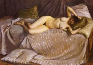 Femme Nue Etendue Sur Un Divan by Gustave Caillebotte - Oil Painting Reproduction