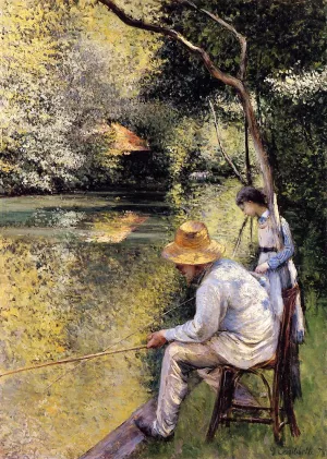 Fishing painting by Gustave Caillebotte