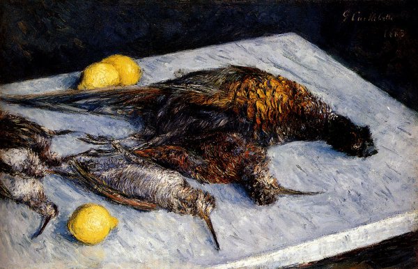 Main Product Photo of Game Birds And Lemons Painting by Gustave Caillebotte