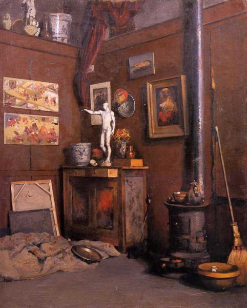 Main Product Photo of Interior of a Studio with Stove Painting by Gustave Caillebotte