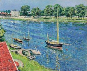 La Seine a Argenteuil, bateaux au mouillage by Gustave Caillebotte Oil Painting