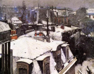 Rooftops Under Snow by Gustave Caillebotte - Oil Painting Reproduction