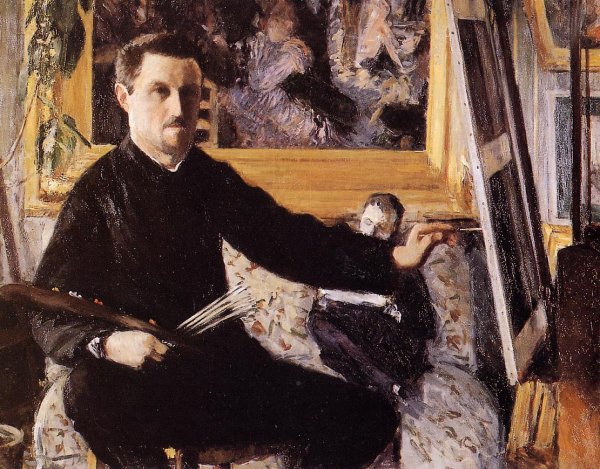 Main Product Photo of Self Portrait with Easel Painting by Gustave Caillebotte