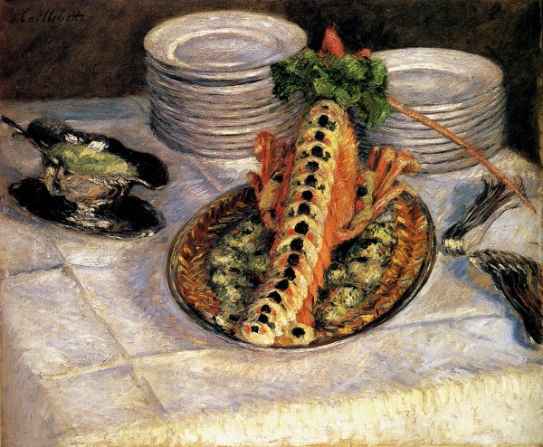 Main Product Photo of Still Life With Crayfish Painting by Gustave Caillebotte