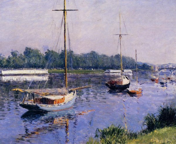 Main Product Photo of The Basin at Argenteuil Painting by Gustave Caillebotte