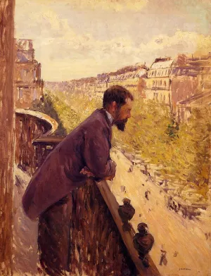 The Man on the Balcony by Gustave Caillebotte - Oil Painting Reproduction