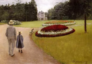 The Park on the Caillebotte Property at Yerres by Gustave Caillebotte - Oil Painting Reproduction