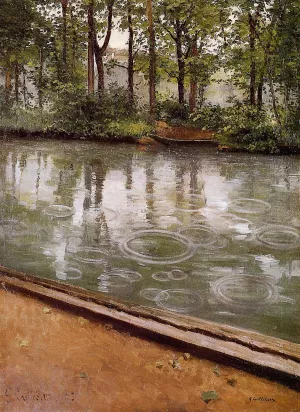The Yerres, Rain painting by Gustave Caillebotte