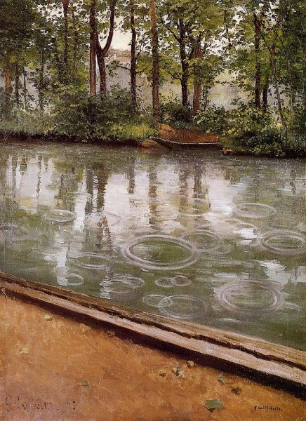 The Yerres, Rain by Gustave Caillebotte - Hand-Painted Oil Painting Reproduction