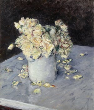 Yellow Roses in a Vase by Gustave Caillebotte Oil Painting