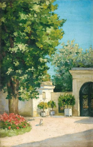 Yerres. De L'Exedre, Le Porche De La Demeure Familiale by Gustave Caillebotte Oil Painting