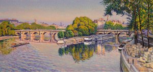 Le Pont-Neuf, ete, 20 heures by Gustave Cariot Oil Painting