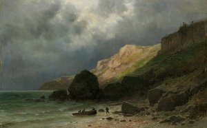 Cliff In Dinard, Near St-Malo, Brittany by Gustave Castan Oil Painting