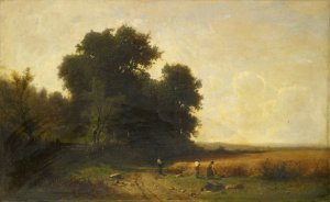 Harvest at the Border of a Forest by Gustave Castan Oil Painting