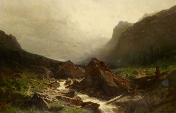 Main Product Photo of High Valley with Brook  Painting by Gustave Castan