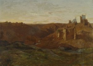 Landscape with Ruins by Gustave Castan Oil Painting