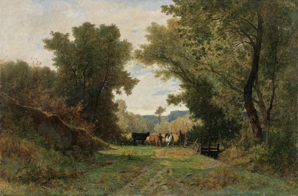 Main Product Photo of Landscape With Shepherd And Cattle Painting by Gustave Castan