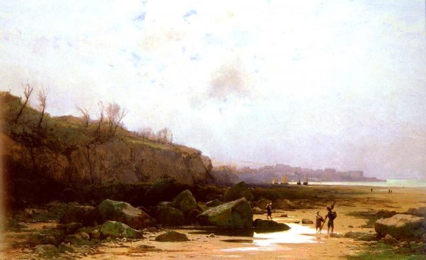 Main Product Photo of Pecheurs A Douarnenez Painting by Gustave Castan