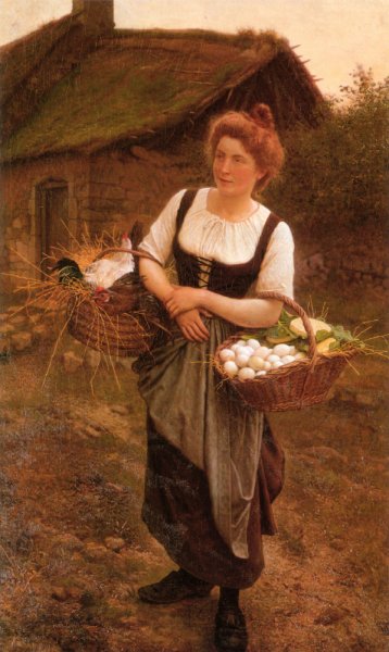 La Fille De Ferme by Gustave Clarence Rodolphe Boulanger - Hand-Painted Oil Painting Reproduction