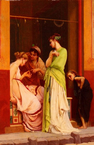 Main Product Photo of Une Marchande de Bijoux a Pompeii Painting by Gustave Clarence Rodolphe Boulanger