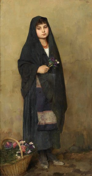 Das Blumenmadchen by Gustave-Claude-Etienne Courtois Oil Painting