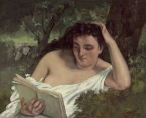 A Young Woman Reading by Gustave Courbet Oil Painting