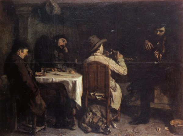After Dinner at Ornans by Gustave Courbet - Hand-Painted Oil Painting Reproduction
