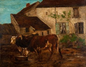 At the Water Trough by Gustave Courbet Oil Painting