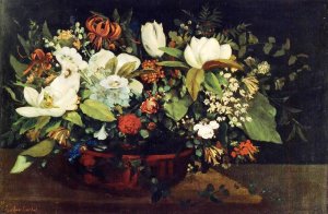 Basket of Flowers Oil painting by Gustave Courbet