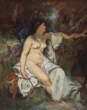 Bather Sleeping by a Brook by Gustave Courbet Oil Painting