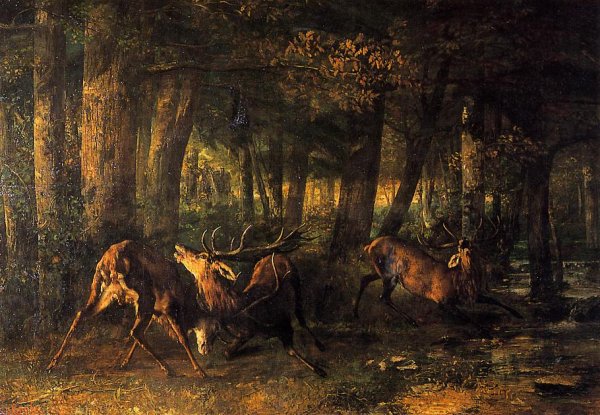 Main Product Photo of Battle of the Stags Painting by Gustave Courbet