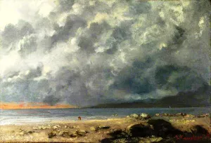 Beach Scene by Gustave Courbet - Oil Painting Reproduction