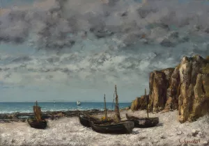 Boats on a Beach,Etretat Oil painting by Gustave Courbet