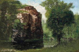 Bords De La Loue Avec Rochers a Gauche by Gustave Courbet Oil Painting