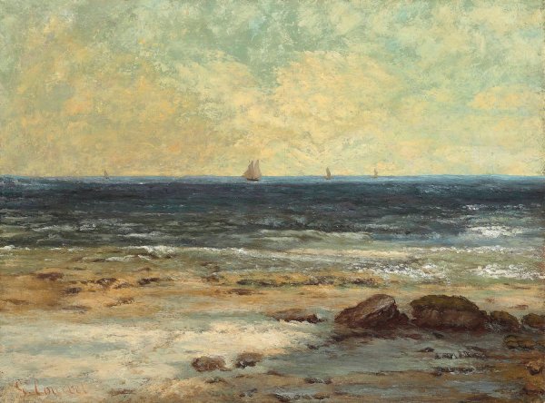 Bords de la Mer, Palavas by Gustave Courbet - Hand-Painted Oil Painting Reproduction