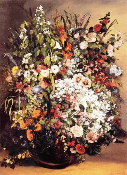 Bouquet of Flowers by Gustave Courbet - Hand-Painted Oil Painting Reproduction