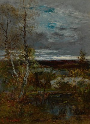 Cerf a La Mare by Gustave Courbet Oil Painting