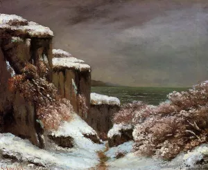 Cliffs by the Sea in the Snow painting by Gustave Courbet