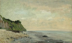 Cliffs on the Sea Coast; Small Beach, Sunrise by Gustave Courbet Oil Painting