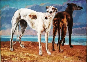 Count de Choiseul's Greyhounds painting by Gustave Courbet