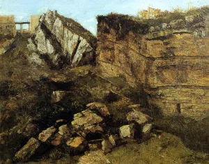 Crumbling Rocks by Gustave Courbet Oil Painting