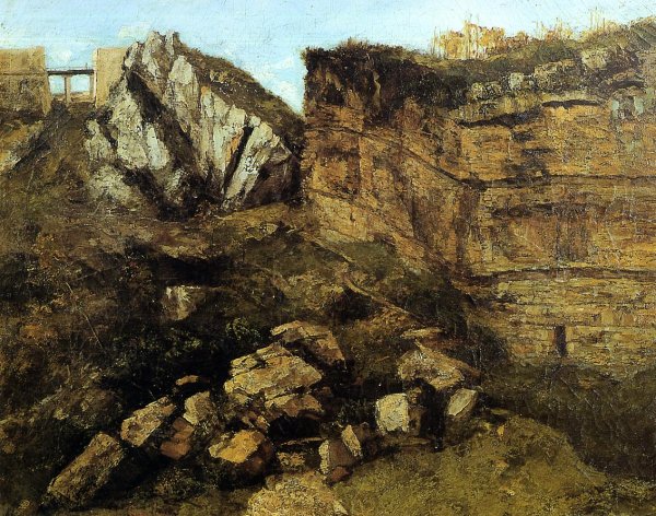Crumbling Rocks by Gustave Courbet - Hand-Painted Oil Painting Reproduction