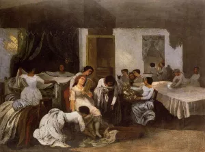 Dressing the Dead Girl also known as Dressing the Bride by Gustave Courbet - Oil Painting Reproduction