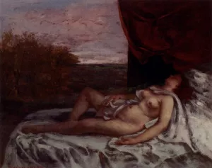 Femme Nue Endormie by Gustave Courbet Oil Painting