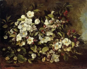 Flowering Apple Tree Branch by Gustave Courbet - Oil Painting Reproduction