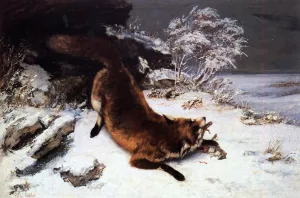 Fox in the Snow by Gustave Courbet - Oil Painting Reproduction